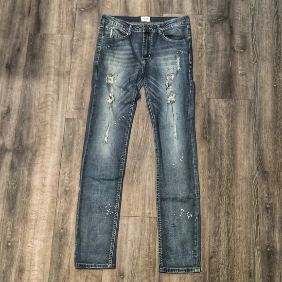 Hudson Boys Kaite Paint Splatter Destroyed Slim Jean - Picture 1 of 6